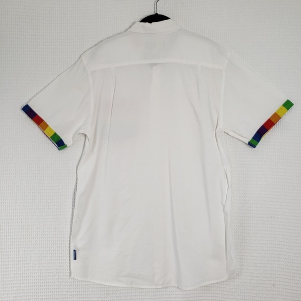 Tipsy Elves Button Down Shirt Mens Large White Rainbow PRIDE Pocket Fanny‎ Pack - Picture 4 of 16